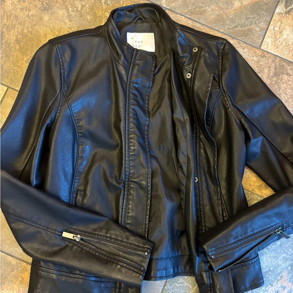 A New Day faux leather black jacket XS size -like brand new